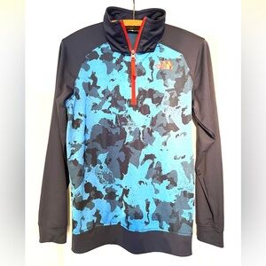 The North Face boys Blue and Black Camo Quarter-Zip